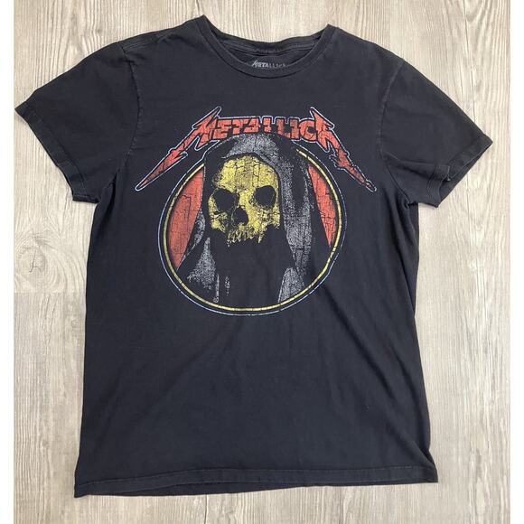Metallica Tshirt Skull With Hood Graphic Crewneck T-Shirt Men’s Size M - Picture 1 of 5